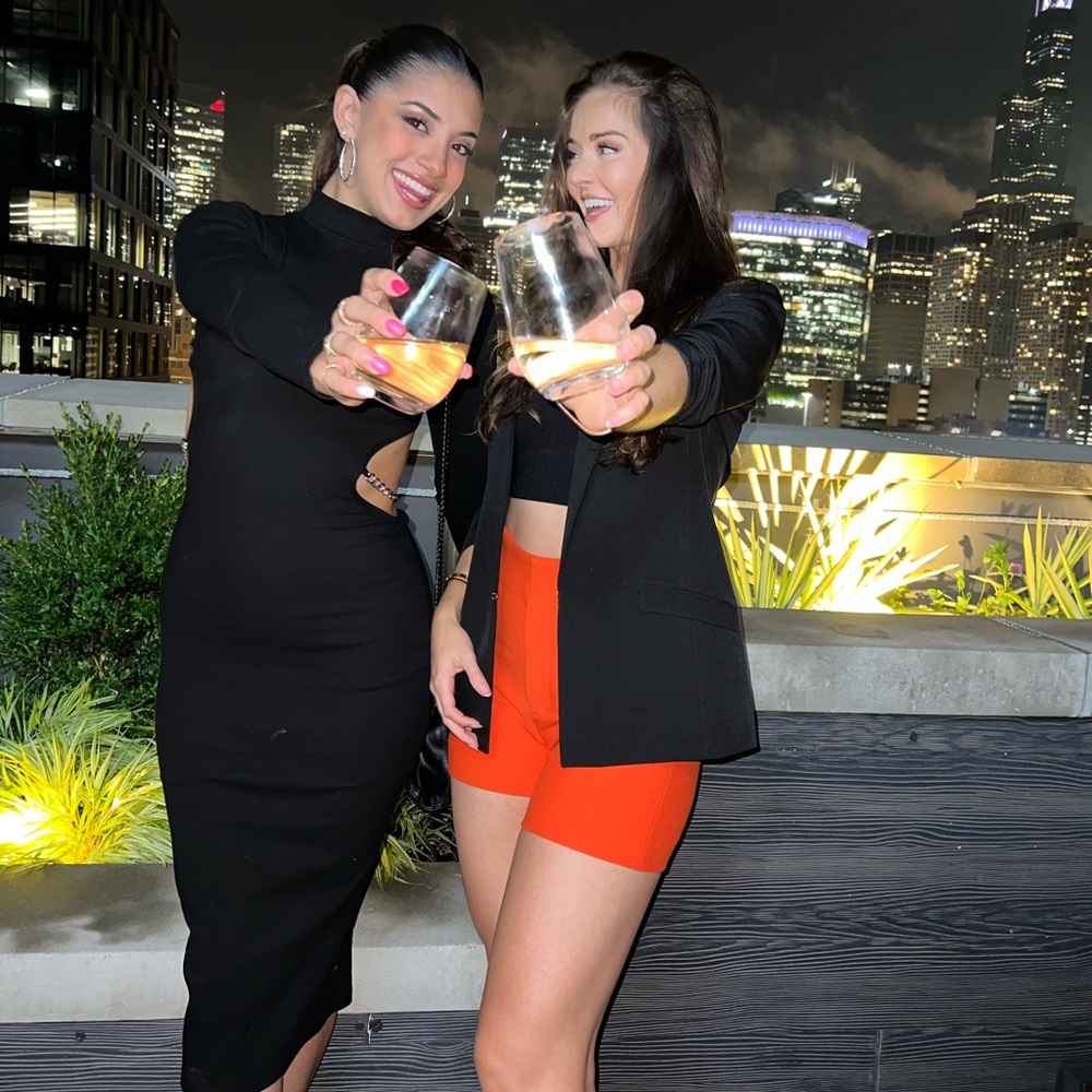 Buttoned Turtle Neck Backless Chain Linked Tight … - image 5